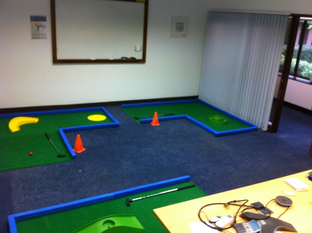 Mini Golf hole layout at corporate activity