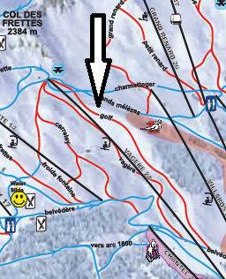 Piste Map showing GOLF red run