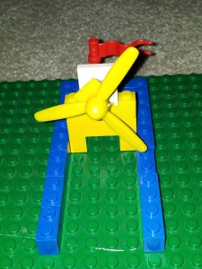 Crazy Golf windmill obstacle made from Lego