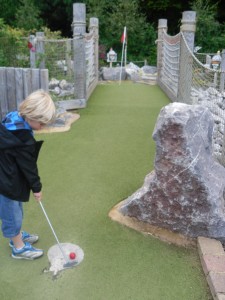Playing the adventure golf course at Legoland Windsor